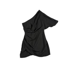 DO+BE One Shoulder Draped Mini Dress in Black